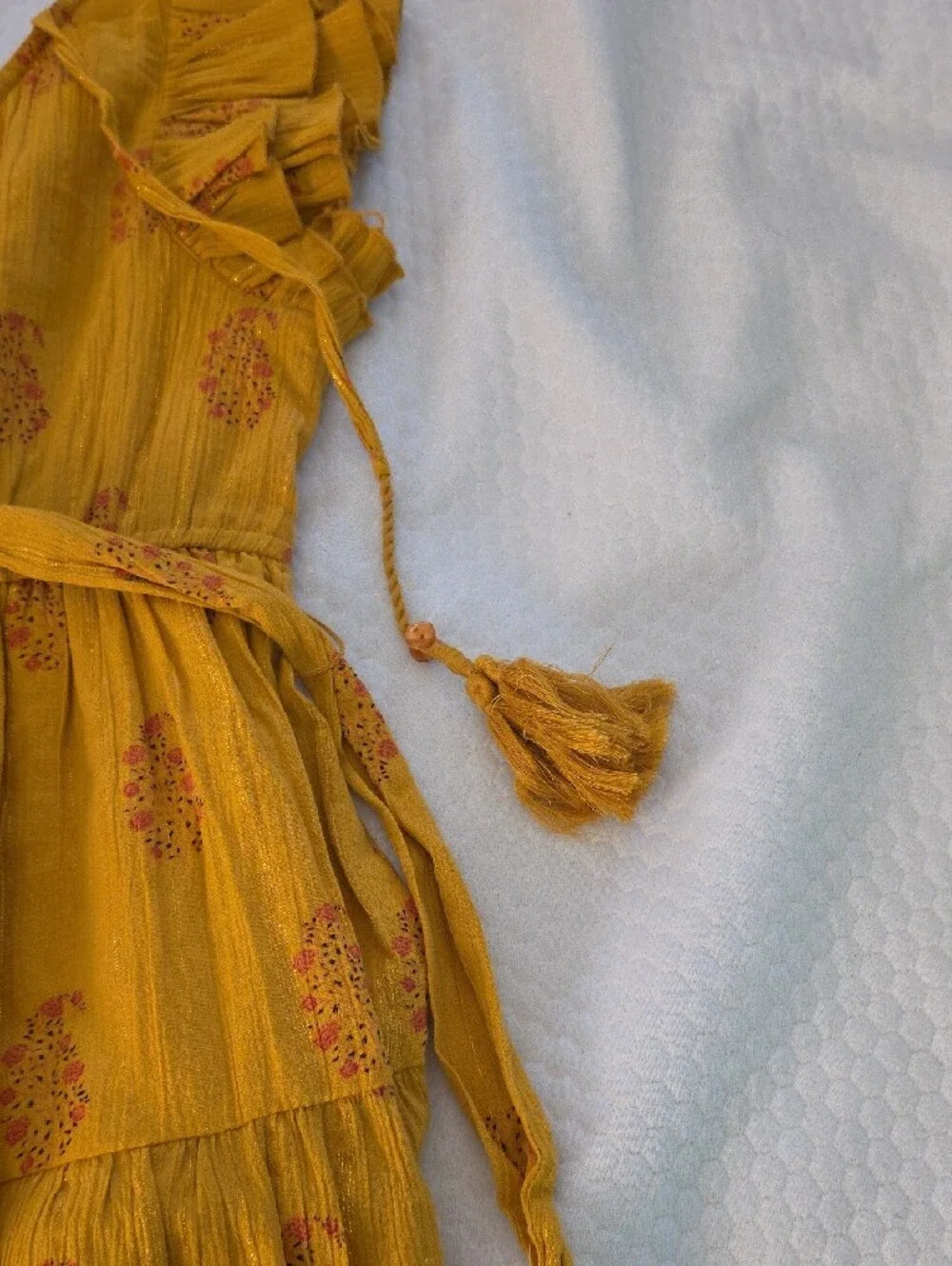 Girls' Mustard Floral Tiered Summer Dress
